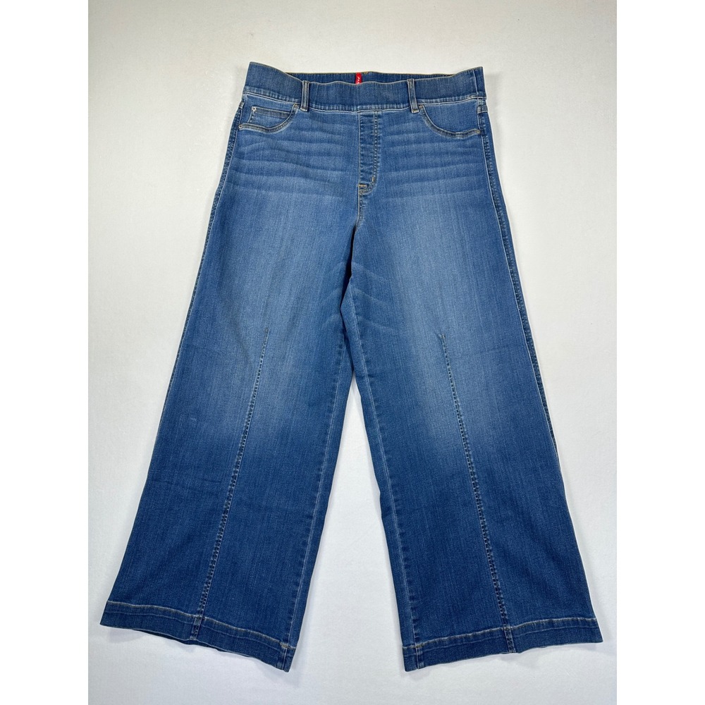New Spanx Seamed Front Wide Leg Jeans 2X Tall Vintage Indigo Pull On Shapewear - Picture 2 of 11